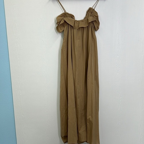 H&M - NWT Flounce Trimmed V Neck Ruffle Neckline Beige Maxi Dress Size XS - Picture 13 of 13